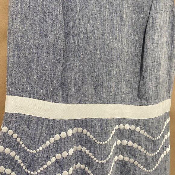 Boden 100% Linen Blue Summer Fun Dress Size 12L - Picture 8 of 12